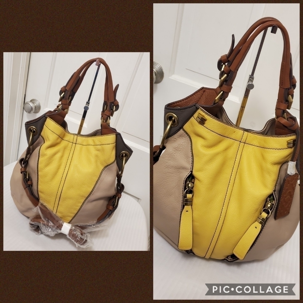 OrYany Victoria Dove Color Block Pebble Grain Leather Bag, Classic, Hobo